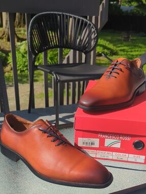 Men's Handmade In Italy Tan Calf-Leather Derby Shoes
